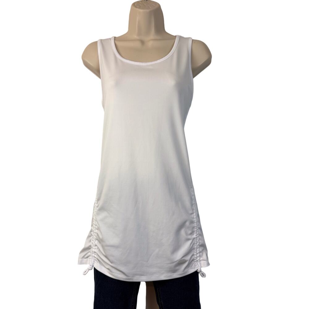Reel Legends White Sleeveless Adjustable Ruched Side Tank Top Performance Fabric